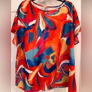 SHEIN Curvy bundle of 4 blouses. Floral, plaid and solid color. Size 2XL.